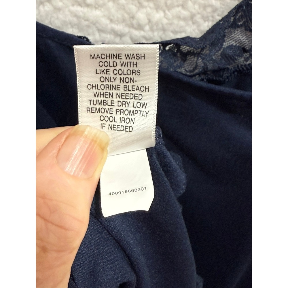 APT Essentials Navy Blue Lace Trim Spaghetti Strap Cami Tank Top‎ XL - Picture 5 of 7